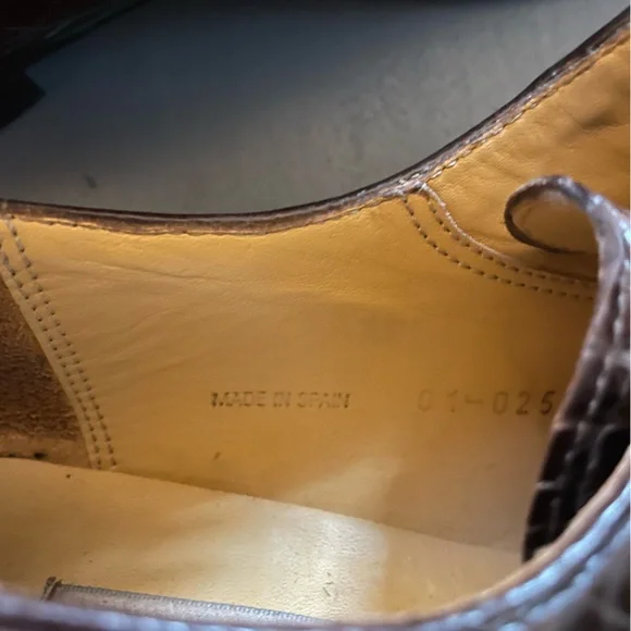 Mezlan Brown Genuine Crocodile lace up men shoes Size 10.5 -C - Picture 7 of 8